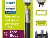 Philips Norelco for Face + Body, Electric Beard Trimmer, Shaver and Groomer, 5in1 Adjustable Comb, 1x Body Kit, Model QP2834/70, Black/Lime Green