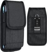 Phone Holster for Men Belt Clip Pouch, for iPhone 14 Plus, 14 Pro Max, 13 Pro Max, 12 Pro Max, 11 Pro Max and More, 6.7" Nylon Cell Phone Holster Universal Smart Phone Case Cover (XL, Black)