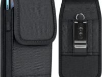 Phone Holster for Men Belt Clip Pouch, for iPhone 14 Plus, 14 Pro Max, 13 Pro Max, 12 Pro Max, 11 Pro Max and More, 6.7" Nylon Cell Phone Holster Universal Smart Phone Case Cover (XL, Black)