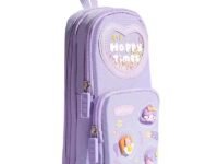 Plastic Kawaii Pencil Case 3 Compartment Cute Pencil Case Aesthetic for Girls Large Capacity Pen Pencil Pouch Multifunctional Stationery Organizer for School Office