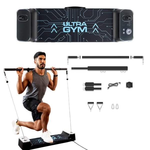 Portl Ultra Gym | All-in-One Smart Home Gym | Upto 70 kgs of Digital Weights | 150 + Exercises | Full Body Workout | Compact Multipurpose Fitness Equipment | Strength Training System