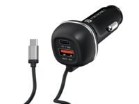 Portronics 71W Car Power 1C Triple Output Fast Car Charger with 33W Type-C Cable, 20W Type-C PD, 18W USB Port, Fast Charging Adapter Compatible with Cars for iPhone & Android Smartphone (Black)