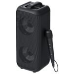 Portronics Rumble 25W Portable Bluetooth Speaker with Wired Karaoke Mic, Upto 5 Hours Playtime, Bluetooth V5.3, Dual Dynamic Driver, TF Card Slot, AUX in/USB in Port, Type C Fast Charging(Black)