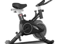 PowerMax Fitness BS-125 Spin Exercise Bike For Home Use,16Mm 6Kg Flywheel,Max User Weight 130Kg,LCD Display,2Pc Crank,Heart Rate Sensor,Knob Braking,Adjustable Foot Strap And Seat,Ipad Holder,Black