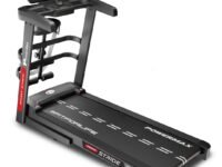 PowerMax Fitness TDA-230M 5HP DC Motorized Multifunction Treadmill with Auto Incline, Max user 140kg, Top speed 12km/hr, Running deck 1200x420mm Foldable machine, LED display, ipad & Mobile holder