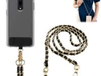 Premium Aesthetic Leather Chain for Phone Case Elegant Golden Metal Crossbody Phone Strap Convenient Mobile Strap for Neck Mobile Rope for Phone Hanging Secure Phone Lanyard