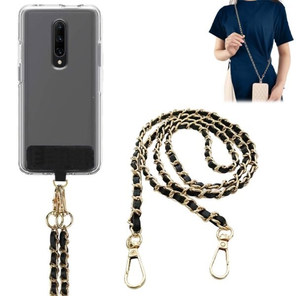Premium Aesthetic Leather Chain for Phone Case Elegant Golden Metal Crossbody Phone Strap Convenient Mobile Strap for Neck Mobile Rope for Phone Hanging Secure Phone Lanyard