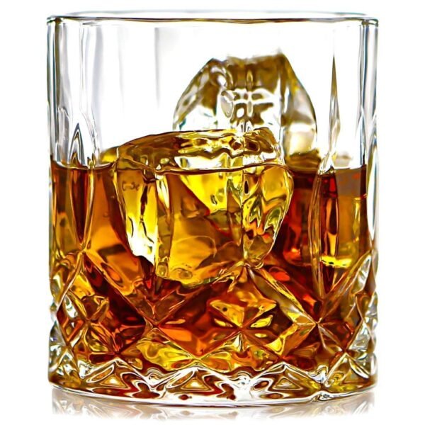 PrimeWorld Opera Crystal Whiskey Glasses Set of 6 pcs- 300 ml Bar Drinking Glass Set- Bourbon, Whisky, Scotch, Cocktails, Cognac, Liquor Vodka,- Old Fashioned Cocktail Tumblers