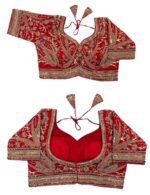 Pujia Mills Women's Readymade Bridal Blouse Embroidery Copper Coding Glitter Sequence Thread Work Indian Ethnic Designer Stitched Half Sleeve Blouse Readymade for Women Saree Bridal Lehenga Choli