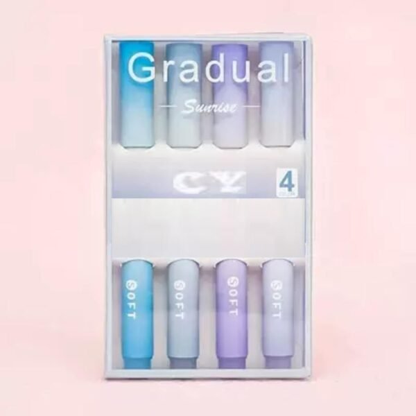 QOZARY Aesthetic Cute Highlighter Pen, Pastel Marker Set, No Bleed Marker Pens with Chisel Tip and Water-based Ink Quick Dry Pen for School/Office Supplies/Aesthetic Stationery (4 PCS) (Blue)