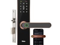 QUBO Smart Door Lock Essential (2025 Edition) from Hero Group | 7-Way Unlocking | Mobile App | Fingerprint | OTP Remote Unlocking | PIN | RFID Card | Mechanical Key | 2 Year Brand Warranty | (Copper)