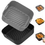 Redfly 2 Pack Square Air Fryer Silicone Liners, 4-5.5/5-8.5 QT, Reusable, Dishwasher Safe, Single-layer Silicone Sheet, Air Fryer Accessories