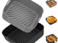 Redfly 2 Pack Square Air Fryer Silicone Liners, 4-5.5/5-8.5 QT, Reusable, Dishwasher Safe, Single-layer Silicone Sheet, Air Fryer Accessories
