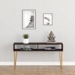 Redwud Huxley Console Tables Sofa Table Side Table Hallway Enteryway Living Room Wood Top & Metal Frame (Wenge/Golden) D.I.Y
