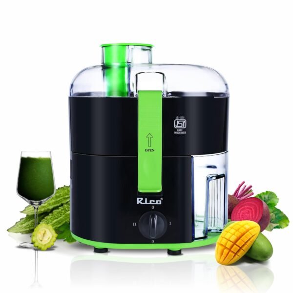 Rico 350W Electric Juicer made with Japanese Technology | ISI Marked & Fully Automatic | Portable, Compact Design, Slow Juicing Process to Extract Maximum pulpy Juice from Fruits & Vegetables