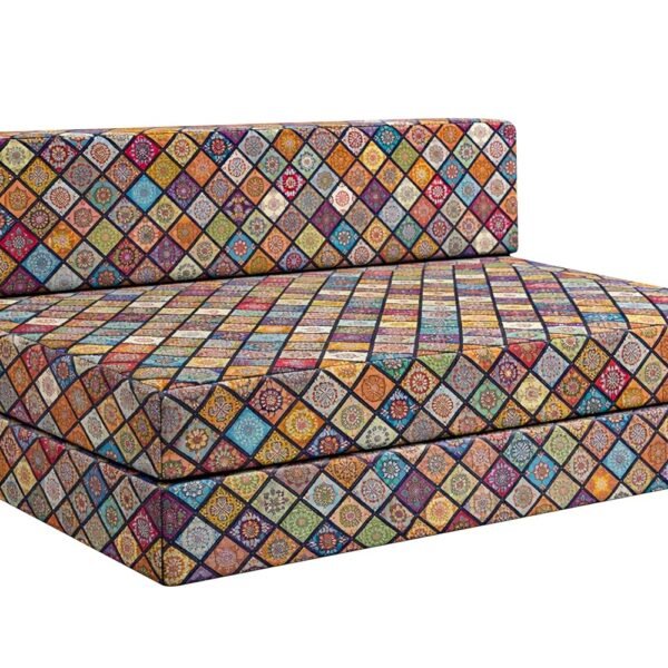 Rosebell Foldable Printed 4 - Seater Sofa Cum Bed, Sofa Bed 6 X 6 Feet, Washable Cover- Perfect for Living Room & Office, Guest Room - Multicolor