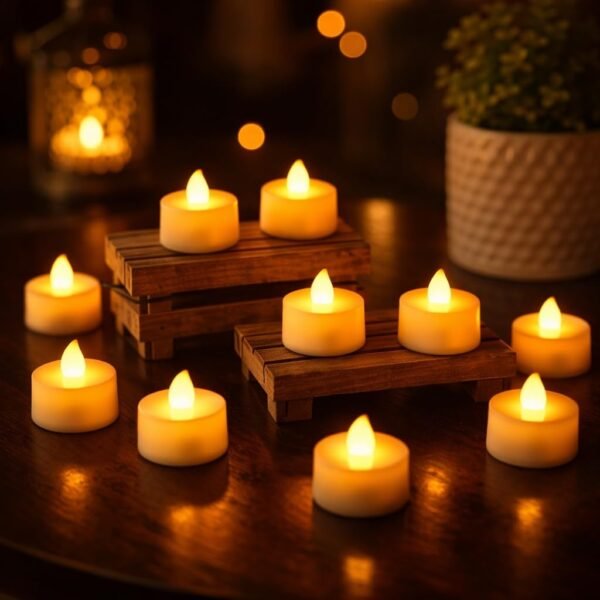 SATYAM KRAFT 12 Pcs LED Tea Light Candles | Flameless, Smokeless Diyas | Decorative Acrylic Candle for Decoration Setup for Home Decor, Wedding, Anniversary, Birthday, Festival Gifting Items