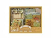 SID MAGIC Vintage Van Gogh Scrapbooking Supplies Kit & A6 Binder Notebook Gift Box - Aesthetic Journaling Set with Washi Tape, Stickers, Ephemera & Background Paper "Sunset Glow" Art Stationery for Bullet Journals, DIY, & Planners