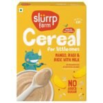 SLURRP FARM No Added Sugar Instant Cereal | Ragi, Rice and Mango with Milk, 200 Grams