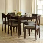 SONA ART & CRAFTS CNC Solid Sheesham Wood Dining Table Set 6 Seater Dinner Dinning Table with 6 Cushion Chair for Dining Furniture for Living Room Home Hotel Office Self Assembly (Dark Brown)