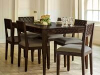 SONA ART & CRAFTS CNC Solid Sheesham Wood Dining Table Set 6 Seater Dinner Dinning Table with 6 Cushion Chair for Dining Furniture for Living Room Home Hotel Office Self Assembly (Dark Brown)