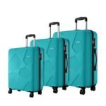 Safari Pentagon Pro 8 Wheels Set of 3 (Cabin + Medium + Large) Trolley Bags, Hard Case Polypropylene, 360º Wheeling Luggage, Suitcase for Travel, Cyan