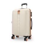 Safari Thorium Royale 8 Wheels 77cm Large Size Trolley Bag Hard Case Checkin Polycarbonate Luggage, TSA Lock, Wet Pouch Organized Interior, Suitcase for Travel, Trolley Bags for Travel, Vanilla Tan