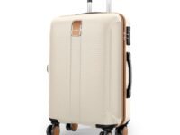 Safari Thorium Royale 8 Wheels 77cm Large Size Trolley Bag Hard Case Checkin Polycarbonate Luggage, TSA Lock, Wet Pouch Organized Interior, Suitcase for Travel, Trolley Bags for Travel, Vanilla Tan