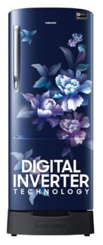 Samsung 183 L, 5 Star, Digital Inverter, Direct-Cool Single Door Refrigerator (RR20D2825HV/NL, Himalaya Poppy Blue, Base Stand Drawer)