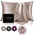 Satin Bonnet for Curly Hair with Pillow Covers and Scrunchies | Silk Bonnet for Hair|Best Gift Combo of Pack of 2 Satin Pillowcases with 3 Silk Scrunchies