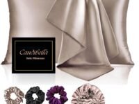 Satin Bonnet for Curly Hair with Pillow Covers and Scrunchies | Silk Bonnet for Hair|Best Gift Combo of Pack of 2 Satin Pillowcases with 3 Silk Scrunchies