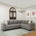 Sebiona 6 Seater Sectional Fabric Corner Sofa Set (Grey)
