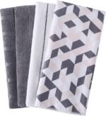 Set of 4 Microfiber Large Dish Towels - Soft, Super Absorbent Rhombus Pattern Multi-Purpose Washable & Reusable Kitchen Towels for Home (Size: 65 x 45cm, 350gsm)
