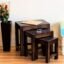 Sheesham Wood Nesting Bedside Table (Walnut Finish) - Set of 3