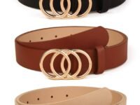 Shining Diva Fashion Leather Belts For Women And Girls 3 Pcs Combo Stylish Waist Belt For Dresses Jeans (16069Lb), Multicolour