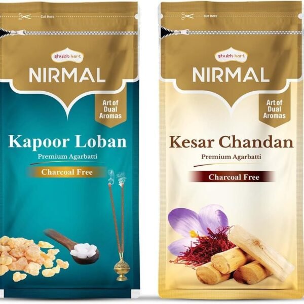 Shubhkart Nirmal Kesar Chandan & Kapoor Loban Agarbatti for Pooja & Spiritual Purpose| Charcoal Free Incense Sticks | Incense Sticks with Refreshing Fragrances| Dual Fragrance Agarbatti Sticks |Diwali