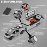 Sky Tech Tesla Cyber Truck Pickup Trailer RV with Motorcycle 1:32 Model Car Alloy Metal Pull Back Die-cast Car Metal Toy car Openable Doors & Light Music Best Gifts Toys Kids【Colors as Per Stock】