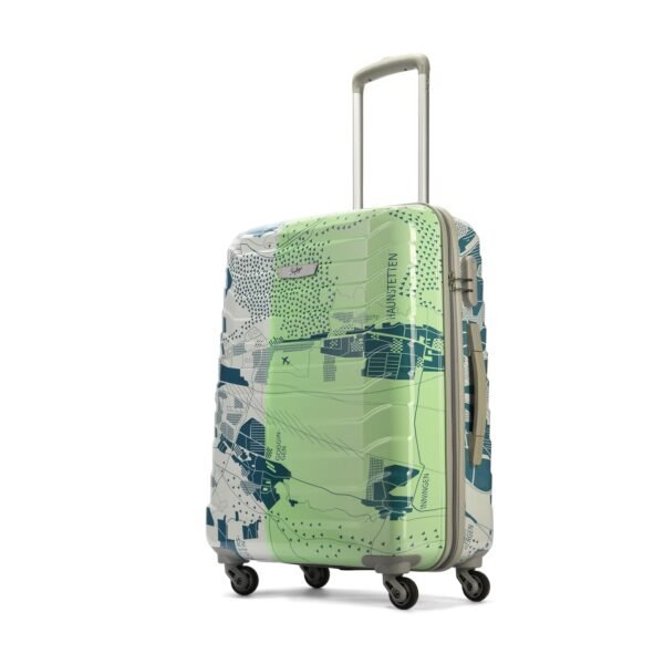 Skybags Medium ABS Trooper Size Hardshell Luggage (65 Cm) | Printed Luggage Inline Trolley Bag with 4 Wheels and Resetable Combination Lock | Unisex, Green