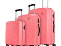 Skybags Streax | Set of 3 (Cabin+Medium+Large) Trolley Bag, 55+66+76 Cm Hardside Luggage | 8 Wheels, Combination Lock | Polypropylene | Suitcase for Travel | 5 Year International Warranty | Coral