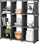 Snazzy Foldable Metal Plastic Open Bookcase Bookshelf, Bookrack, Book Shelves for Home Library Office Study Room (Black)