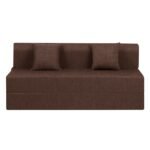 Sofa Cum Bed | Brown, 4 X 6 Feet, 2- Seater | Folding Sofa Cum Bed with Cushion for Home & Living Room | - Jute Fabric