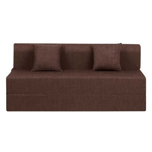 Sofa Cum Bed | Brown, 4 X 6 Feet, 2- Seater | Folding Sofa Cum Bed with Cushion for Home & Living Room | - Jute Fabric