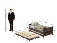 Solid Wood Single Bed for Bedroom | Wooden Furniture Crafted from Premium Sheesham Wood | Elegant Bedroom Single Trundle Bed with Slider | Walnut Finish (81x38x24 Inches)