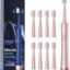 Sonic Electric Toothbrush for Adults, USB Rechargeable Sonic Toothbrush with 8 Brush Heads, Smart Timer, 5 Modes, 2-Hour Fast Charge Last 30 Days, Pink