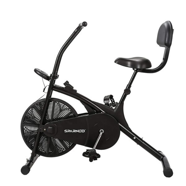 Sparnod Fitness SAB-03 Upright Air Bike Exercise Cycle for Home Gym - Adjustable Resistance, Height Adjustable Seat, Maximum User Weight - 120 kg