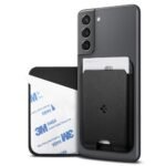 Spigen Valentinus Stick on Card Holder, Credit Card Wallet with 3M Sticker Compatible with iPhone, Samsung Galaxy, Android & All Smartphones - Black