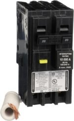 Square D by Schneider Electric Homeline 20 Amp Mini Circuit Breaker, 2 Pole, 120/240V AC, 10kA Breaking Capacity, Plug in Mount, GFCI Class A, Residential Use (‎HOM220GFIC)