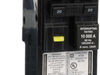 Square D by Schneider Electric Homeline 20 Amp Mini Circuit Breaker, 2 Pole, 120/240V AC, 10kA Breaking Capacity, Plug in Mount, GFCI Class A, Residential Use (‎HOM220GFIC)