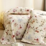 Story@Home King Size Bedsheet | Cloud Cotton Flatsheet King Size with Two Pillow Covers| Super Soft Bed Sheet for King Size Bed | Floral Design (270 x 250 cm, Off White & Red)