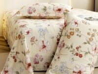 Story@Home King Size Bedsheet | Cloud Cotton Flatsheet King Size with Two Pillow Covers| Super Soft Bed Sheet for King Size Bed | Floral Design (270 x 250 cm, Off White & Red)